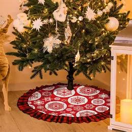 Sublimation Christmas Tree Skirt with Ruffled Edge Burlap Linen Trees Decoration Christmas Day Home Decor Xmas Holiday Decorations