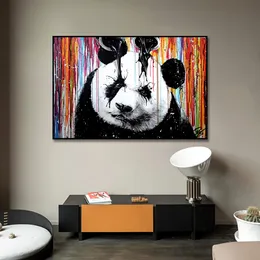 Moderne graffiti Art Gekleurde Panda Schilderij canvas tryck nordisk heminredning konst foto voor woonkamer dekoratie frameloze