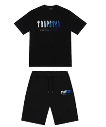 Trapstar London T Shirt Chest Blue White Color Pangel Terbroidery Mens Shirt و Shorts عالية الجودة من القمصان الشوارع غير الرسمية