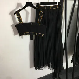 Vrouwen zwarte jurken vesten sexy halter tops jurk creatief borduurwerk vrouwelijke camis jurken set