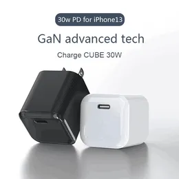 Foldbar GaN 30WPD AFC Fast Charger f￶r Samsung EU US Type C QC 3.0 Snabbladdning f￶r iPhone/iPad/MacBook