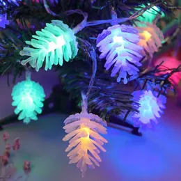 Strings LED Pine Sone Cone Lights na przyjęcie świąteczne materiały do ​​przyjęcia w pomieszczeniach i zewnętrznych dekoracjach na dziedzińcu.