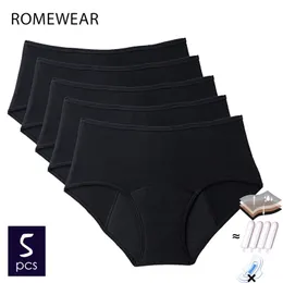 5 Pcs Cotton Menstrual Period Panties Plus Size Women Heavy Flow Absorbency Leakproof Underwear Female Incontinence Lingerie 220426