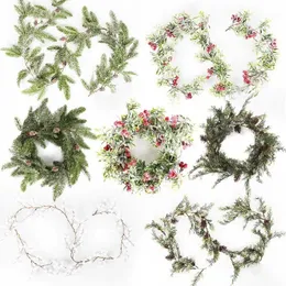 Christmas Decorations Wreath Rattan Artificial Vine Hanging Floral Foliage Garland For Home Xmas Fireplace Door DecorChristmas
