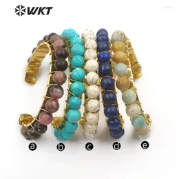 WT-B479 Bracciale in pietra naturale Vena rossa Blu Turchese Bianco Turchesi Lapis Bracciale Braccialetti Donna Gioielli fatti a mano Inte22