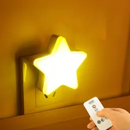 Star Shape Lamp LED Night Lights Bedside Wall Lamp Remote Sensor Control Cartoons Sleeping Light Nursery Children's Bedroom