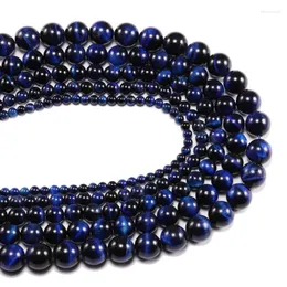 آخر 1strand/Lot Natural Stone Blue Lazuli Lazuli Tiger Eye Agat Round Beads Sould Diy Pracelet Material for Jewelry Making Edwi22