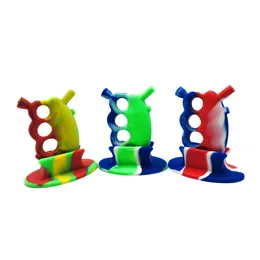 Portable Silicone Camouflage Print Fingers Bubble Filter Hookah Smoking Pipe Knuckle Bubbler Shisha Water Pipe Bong