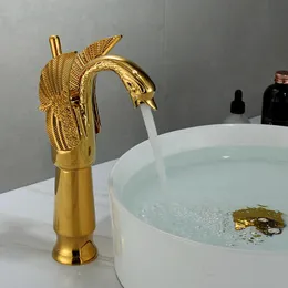 Bathroom Sink Faucets European-style Antique Swan And Cold Washbasin Retro All-copper Basin Gold FaucetBathroom