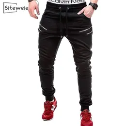 SITEWEIE Moda Uomo Pantaloni della tuta Hip Hop Streetwear Pantaloni da jogging Outdoor Runing Pantaloni sportivi Casual Solid Zip Up Long Sportpant L408 201128