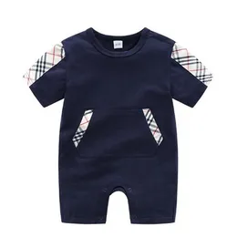 Baby Romper Högkvalitativ100% Bomull Nyfödda Jumpsuits Sommar O-Neck Kortärmad Pojkar och Tjejer One-Pieces Kläder Luftkonditionering Rum Baby Pyjamas