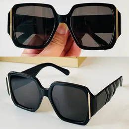 Doble letra Gafas de sol huecas Acetato negro Cuadrado Marco grande para hombres Mujeres Lujo Verano 0916 Estilo Anti-Ultravioleta Retro Metal dorado Logotipo Barra de ciclismo Anteojos