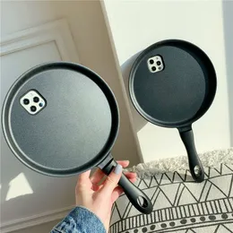 3D Creative Frying Pan Shockproof PC Saucepan Cases Kitchen Pancake Pot Anti-Drop Protection Cover For iPhone 13 12 11 Pro Max XR XS X 7 8 Plus