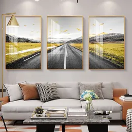 Road Flower Bird Crops Pictures Canvas Paintings Wall Art For Living Room Decoration Landscape Posters And Prints