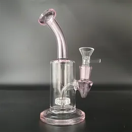 7 Inches Pink Multi Color Glass Bong Recycler Glass Water Bong Pipes Joint Tobacco Hookah 14mm Bowl US Warehouse