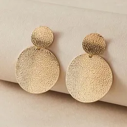 Lampadario pendente Arrivi bohemien Orecchini pendenti metallici per le donne Orecchini geometrici rotondi con texture gioielli di moda Orecchini in legaDangle Kirs22
