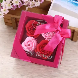 Dekoratif Çiçek Çelenkleri 4pcs Sabun Gül Hediye Kutusu Xmas Doğum Günü Sevgililer Hediyeler Yapay Çiçek Tek Kullanımlık Banyo Vücudu Çiçek