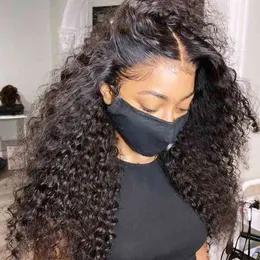 Deep Curly Lace Front Wig Natural Hair 100% Glue Wave 13x6 al Human s Glueless 220608