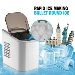 Automatisk Ice Maker Commercial Hushåll Small Milk Tea Shop Desktop Manual Round Portable Ice Cube Making Machine 12 kg