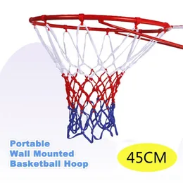 45cm Mounted Ring Hoop Netting Metal Hanging Basket Basketball Wall Rim Net with Screws Indoor Outdoor Sport 220624