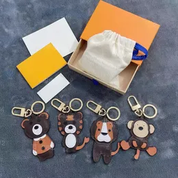 Moda skórzana kreskówka Niedźwiedź Animals Designer Key Chain Torba samochodowa Akcesoria Wysoka Qualtiy z pudełkiem