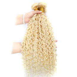 Indyjskie przedłużenia włosów ludzkich 613# Fala wodna 3 pakiety podwójne wątki blondynki 95-100 g/kawałek 10-40 cala