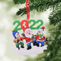 2022クリスマス装飾樹脂ペンダントDIY手書き名サンタクロース雪だるまクリスマスツリー飾りDH9850
