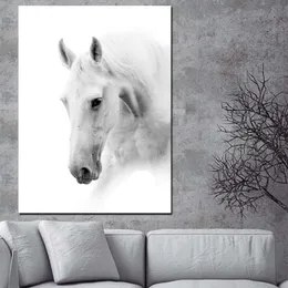 HD Imprimir animais artísticos artísticos Art Pintura a óleo de cavalo branco no pôster de tela moderna parede de parede para sala de estar cuadros decorativo