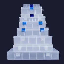Förvaringslådor Bins Plastlåda Avtagbar Divider Arrangör Verktygskomponenter Kit Grids Case Pärlor Container Justerbara smycken