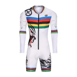 2024 Gökkuşağı Mens Bisiklet Jersey Set Skinsuit Uzun Kollu Triatlon Hız Maddesi Bisiklet Giysileri Ciclismo Sulma