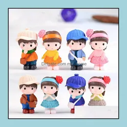 1Pair Miniature Doll Lovers Figurer Toys Dollhouse Decoration Fairy Garden Gnome Accessory Moss Terrarium Wedding Ornament Diy Drop Deliv