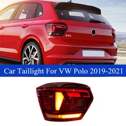 Bil LED-svansljus för VW Polo Taillight 2019-2021 Dynamisk sväng Signal Taillights Assembly Bakre dimma Bromslampa