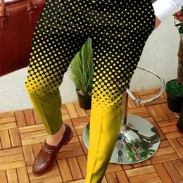 스마트 캐주얼 패션 남성 바지 폴카 도트 패턴 바지 얇은 미드 허리 조깅 캐주얼 바지 정장 바지 220713