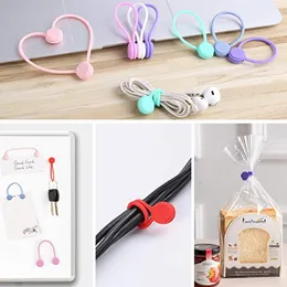 Magnetic Twist Cabine Ties Cabled Silicone Cable Suports Cord Wrap Wrap Holding Stuff Stuff Cables Organizer para o escritório em casa Dh8334