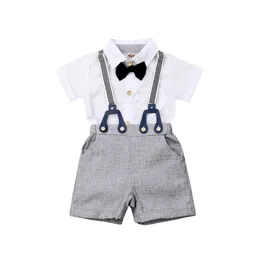 Citgeett sommar baby barn baby pojke kort ärm toppar blus-/byxor outfit övergripande kläder sommaruppsättning j220711