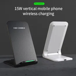 Trådlös laddare vikbar stativ för iPhone 13 12 11 Pro X Xs Max XR 8 Samsung S21 S20 Qi Fast Charging Dock Station 15W Snabbtelefoninnehavare