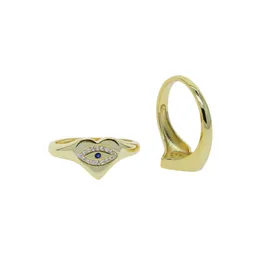 Wholesale new design fashion ring Sparking Bling Blue White Cz Paved Heart Lucky Turkish Evil Eye Women charm Gold Color Finger Rings