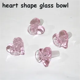 Heart Shape hookahs glass bong pink color dab oil rigs bubbler mini glass water pipes with 14mm slide bowl piece quartz nails