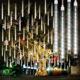Строки падающие дождевые лампы 50 см светодиодный метеорный душ 8tubes со спекинкой рождественская елка сказочная струна Holdiay Garland Lightled