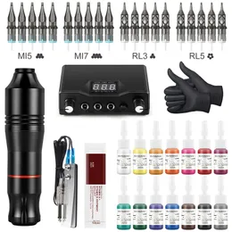 Tattoo Machine Kit Professional Rotary Pen Set Tattoo Cartridge Needles For Permanent Makeup Eyebrow Tattoo Body Set 220728