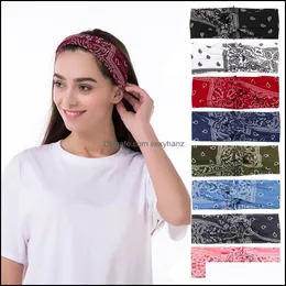 Headbands Hair Jewelry Floral Print Amoeba Rabbit Ear Knotted Elastic Hoop Band Fashion Steel Wire Fixed Ethic Boho Bands Women Drop Deliver