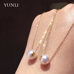 Yunli Natural Freshwater Pearl Pendant Necklace Real 18K Gold AU750 Chain For Women Fine Jewelry Gift