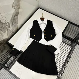 College Style Tracksuits 소녀 3 조각 정장 세트 성격 버튼 셔츠 재킷 스커트 스트리트 드레스 세트