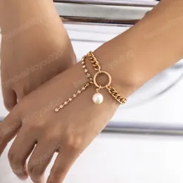 Mode-Design Asymmetrische Strass Quaste Armband Für Frauen Charme Perle Anhänger Armbänder Sommer Schmuck Geschenk