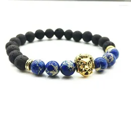 Beaded Strands Well Sale Women Men Bracelet Cool Animal Lion Design With Volcanic Rock Beads Suitable Gift For BFF Provide Drop Trum22