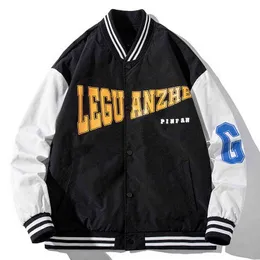 Varsity Baseball Jacket Men Men Steetwearジャケットカジュアルパッチワーク韓国スタイルスクールジャケットLeeter Windbreaker Spring Autumn T220728