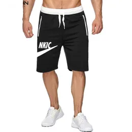 Klassisk stil Slim Shorts för män Sommar Nytt företagsmode Tunn Stretch Korta Casual Byxor Man Beige Kaki Grå Märke LOGO Print