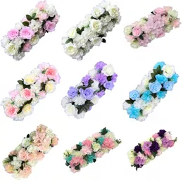 Artificial Arch Flower Row 50cm Length DIY Silk Peonies Roses Simulation Flowers Rows Wedding Centerpiece Decorative Backdrop