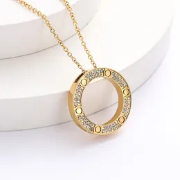 High Edition Slide Pendant Full Diamond Paved Love Necklace Cubic Zirconia Designer Jewelry Mothers' Day Gift 18K Gold Plated