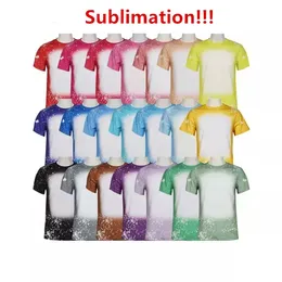 Wholesale Sublimation Bleached Shirts Heat Transfer Blank Bleach Shirt Bleached Polyester T-Shirts US Men Women Party Supplies 0415